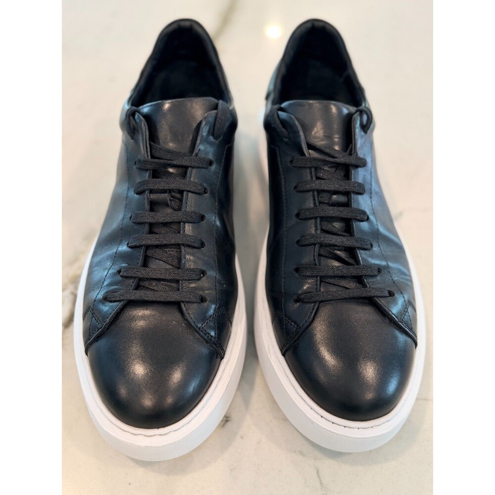 JONES THE BOOTMAKER MEN BLACK LEATHER LACE UP TRAINERS SIZE EU 44 US 10.5 - Picture 2 of 10